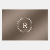 Stilvolle Frame Brown Monogram Geschenkpapier Set (Vorderseite 2)