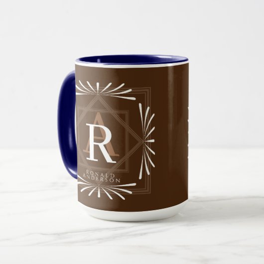 Stilvolle Frame Brown Monogram Tasse (Vorderseite Links)