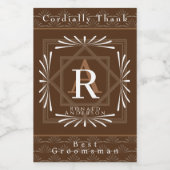 Stilvolle Frame Brown Monogram Weinetikett (Einzelnes Label)