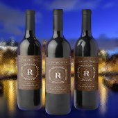 Stilvolle Frame Brown Monogram Weinetikett