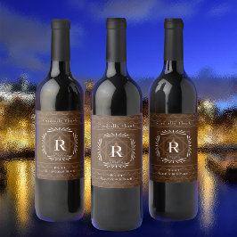 Stilvolle Frame Brown Monogram Weinetikett