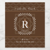 Stilvolle Frame Brown Monogram Weinetikett (Einzelnes Label)