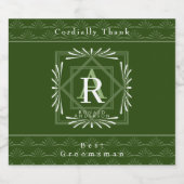 Stilvolle Frame Green Monogram Alkoholflaschenetikett (Einzelnes Label)