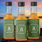 Stilvolle Frame Green Monogram Alkoholflaschenetikett