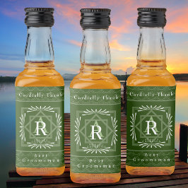 Stilvolle Frame Green Monogram Alkoholflaschenetikett