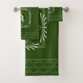Stilvolle Frame Green Monogram Badhandtuch Set (Insitu)