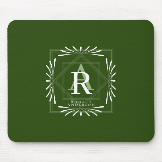 Stilvolle Frame Green Monogram Mousepad (Vorne)