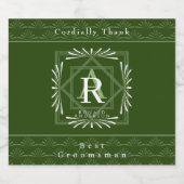 Stilvolle Frame Green Monogram Schaumweinetikett (Einzelnes Label)