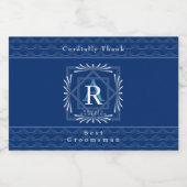 Stilvolle Frame Navy Monogram Alkoholflaschenetikett (Einzelnes Label)