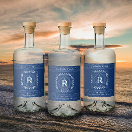 Stilvolle Frame Navy Monogram Alkoholflaschenetikett