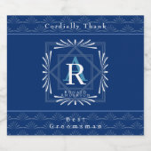 Stilvolle Frame Navy Monogram Bierflaschenetikett (Einzelnes Label)