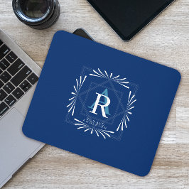 Stilvolle Frame Navy Monogram Mousepad