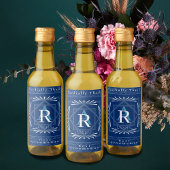 Stilvolle Frame Navy Monogram Weinetikett