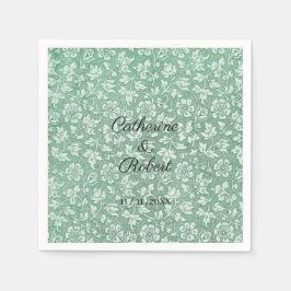 Stilvolle französische Vintag Sage Green Floral Na Serviette