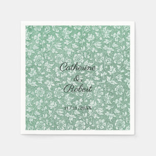 Stilvolle französische Vintag Sage Green Floral Na Serviette