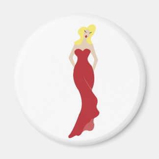 Stilvolle Frau in einem roten Kleid Magnet