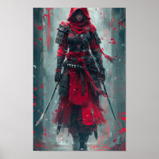 Stilvolle Frau in Red Illustration Poster