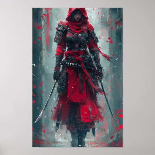 Stilvolle Frau in Red Illustration Poster (Vorne)