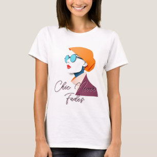 Stilvolle Frau in Retro Fashion T-Shirt