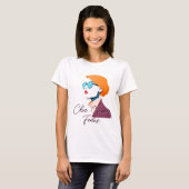 Stilvolle Frau in Retro Fashion T-Shirt (Vorne ganz)