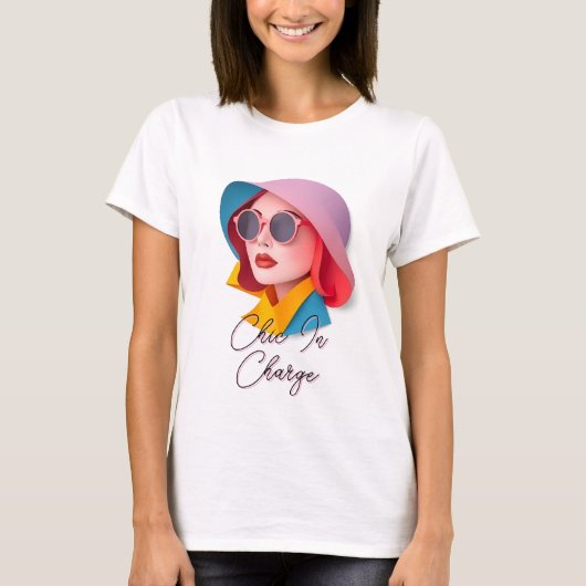 Stilvolle Frau in Sonnenbrille T-Shirt (Vorderseite)