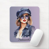 Stilvolle Frau mit einem Hut Mousepad (Mit Mouse)