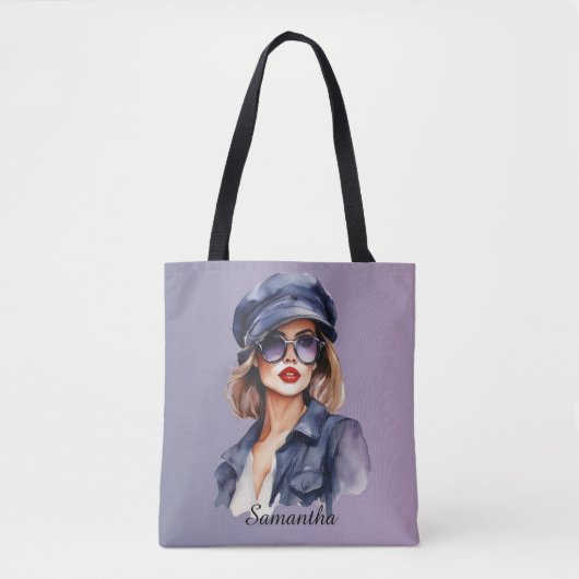 Stilvolle Frau mit einem Hut Tasche (Vorderseite)