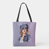 Stilvolle Frau mit einem Hut Tasche (Rückseite)