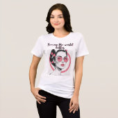 Stilvolle Frau mit rosa Brille Tri-Blend Shirt (Vorderseite voll)