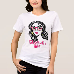 Stilvolle Frau mit rosa Brille Tri-Blend Shirt