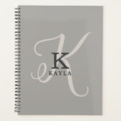 Stilvolle Frauenmonogramm auf neutralem Hintergrun Planer (Vorderseite)