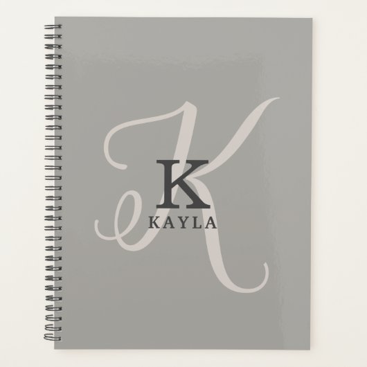 Stilvolle Frauenmonogramm auf neutralem Hintergrun Planer (Vorderseite)