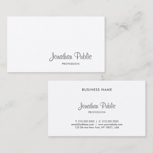 Stilvolle Freehand Script Moderne Elegante Design Visitenkarte (Vorne/Hinten)