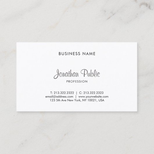 Stilvolle Freehand Script Moderne Elegante Design  Visitenkarte (Rückseite)