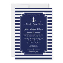Stilvolle Fresh Nautical Blue White Wedding Einlad