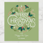 Stilvolle frohe Weihnachtstypografie Weinetikett (Einzelnes Label)