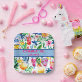 Stilvolle Fun farbenfrohe Sommergratulation Pappteller (Party)