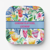 Stilvolle Fun farbenfrohe Sommergratulation Pappteller (Vorderseite)