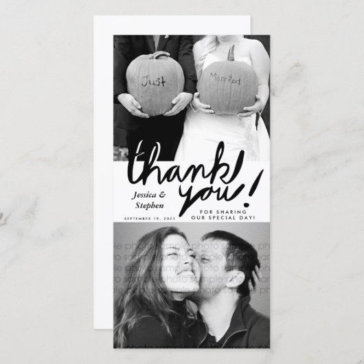 Stilvolle Fun Handwrite Vielen Dank zwei Foto-Kart Dankeskarte (Vorne/Hinten)