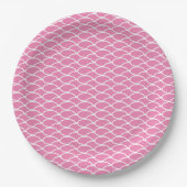 Stilvolle Fun Pink Overlapping Ocean Waves Muster Pappteller (Vorderseite)