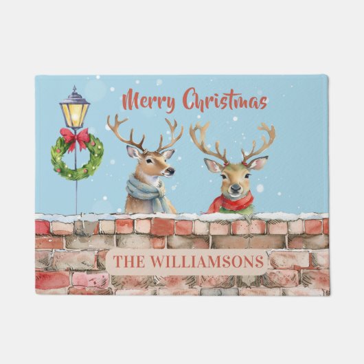 Stilvolle Fun Watercolor Weihnachtsmann Name Fußmatte (Vorderseite)