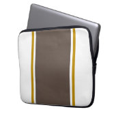 Stilvolle Fun White Wide Soft Brown Centre Streife Laptopschutzhülle (Vorderseite Links)