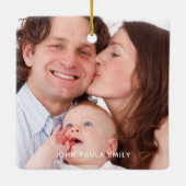 Stilvolle Fünf-Familien-Fotocollage-Namen Keramikornament (Rückseite)