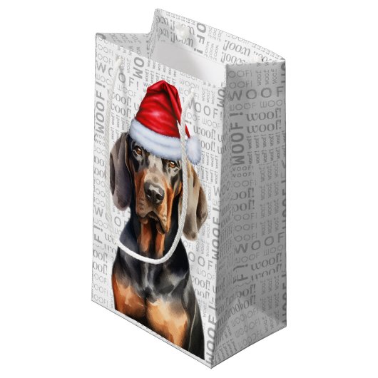 Stilvolle Funny Tan und Black Coonho Weihnachten Kleine Geschenktüte (Vorderseite Schrägansicht)