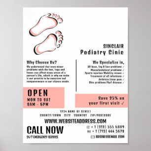 Stilvolle Fußabdrücke, Podiatrie-Klinik, Podiatris Poster