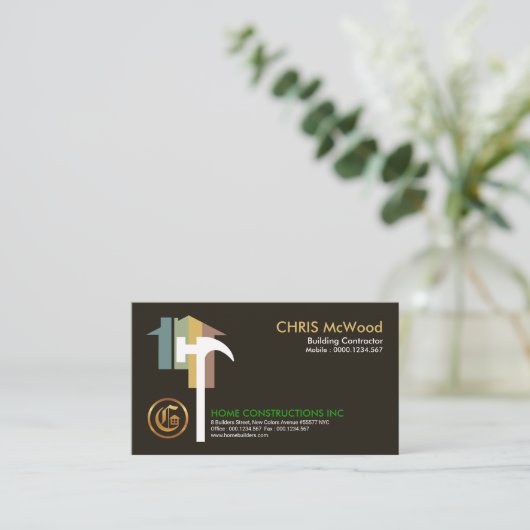 Stilvolle Gebäude Contractors Creative Extravagant Visitenkarte (Stehend Vorderseite)