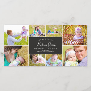 Stilvolle Geburtserklärung von Collage - Kohle Ankündigung