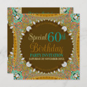 Stilvolle Geburtstagsparty von sechzig Bohemischen Einladung (Vorne/Hinten)