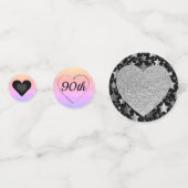 Stilvolle Geburtstagstische Konfetti 90. (Vorderseiten)