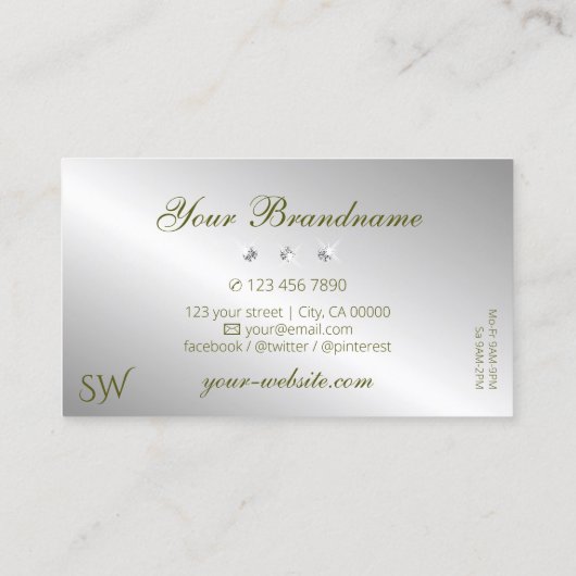 Stilvolle, gelbe, glänzende Diamanteninitialen Visitenkarte (Rückseite)